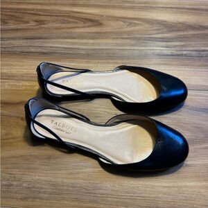 Talbots Black Leather Sole Slingback Flats